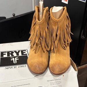 Frye Women's Brown Fringe Ankle Boots